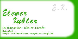 elemer kubler business card